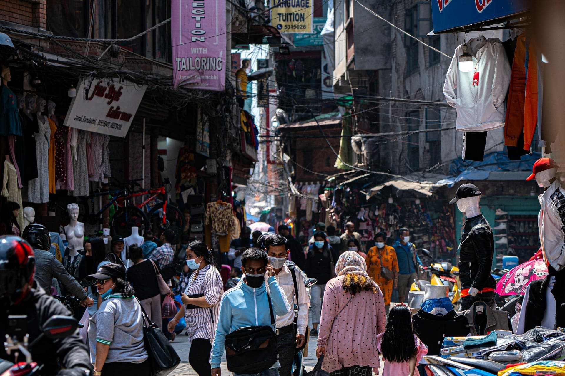 A crowded street in the old city