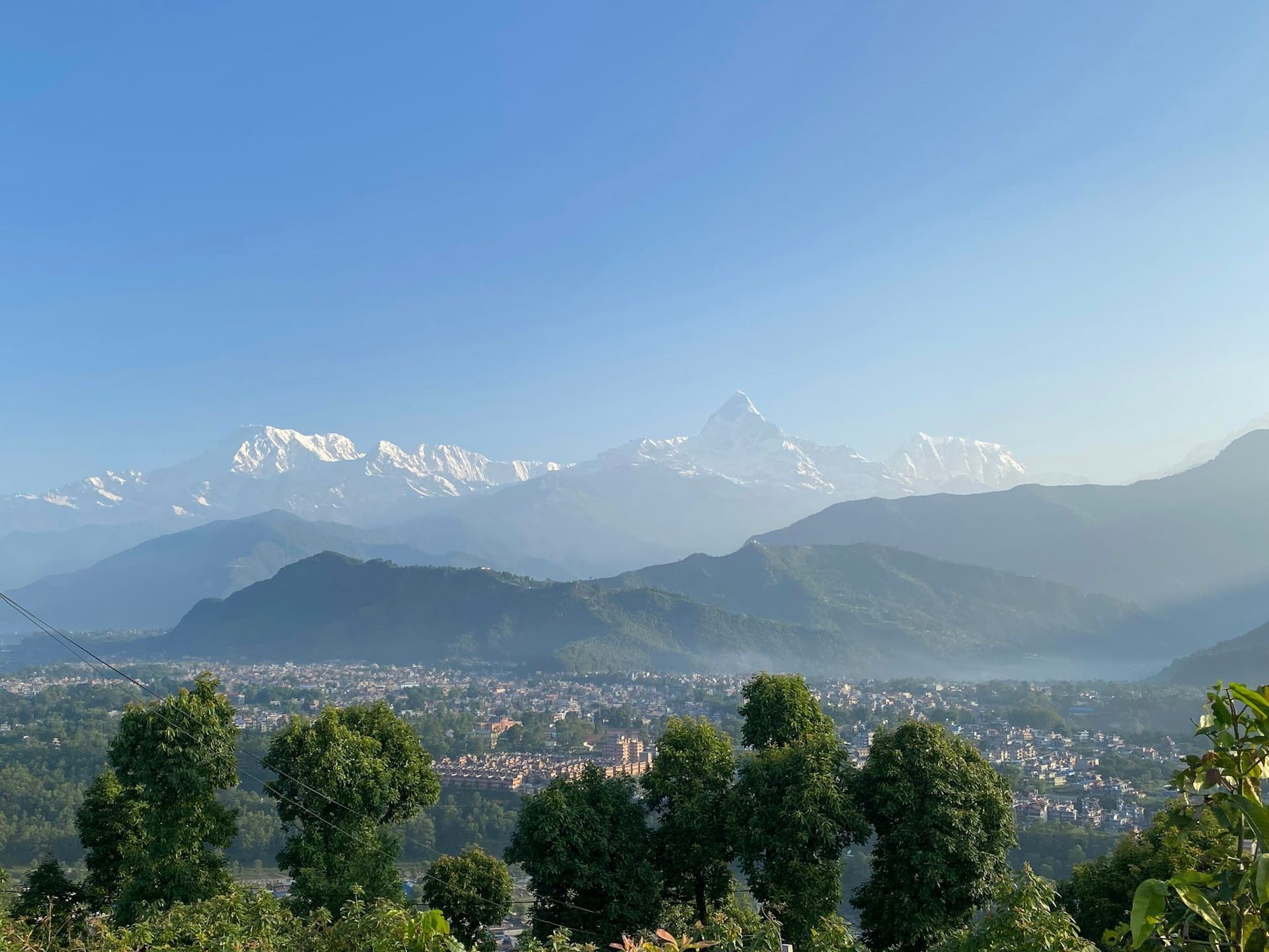 The Pokhara valley below the Annapurna range and Machhapuchhre